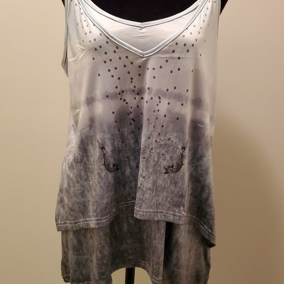 Silky Strappy Ocean print tank - Picture 1 of 5